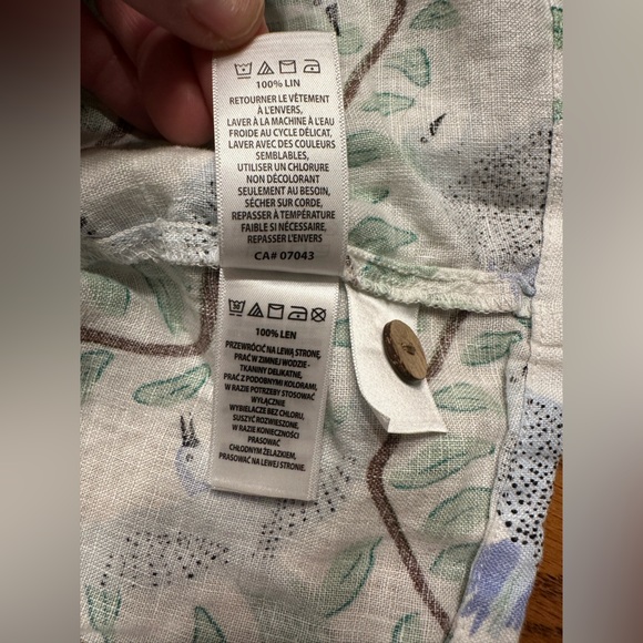 Cynthia Rowley 100% Linen Bird Print Button Front Blouse XL - Picture 5 of 7